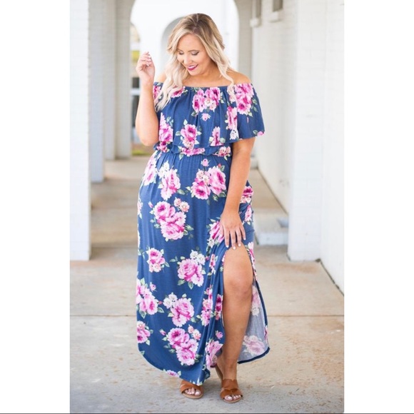 Dresses & Skirts - Off the Shoulder Floral Maxi Dress Size 2X (18-20)